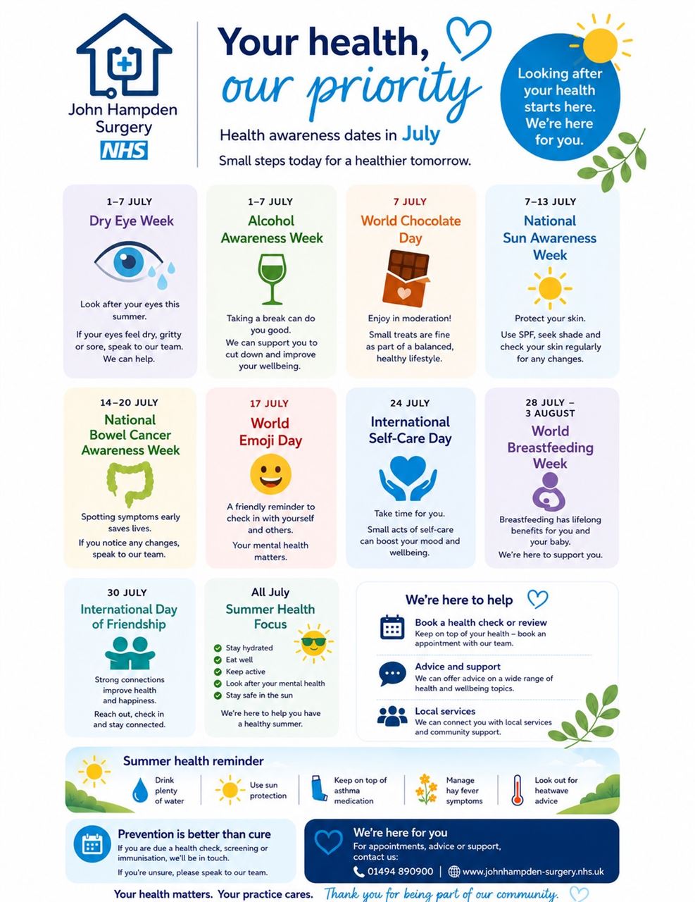 July Health Priority Calender